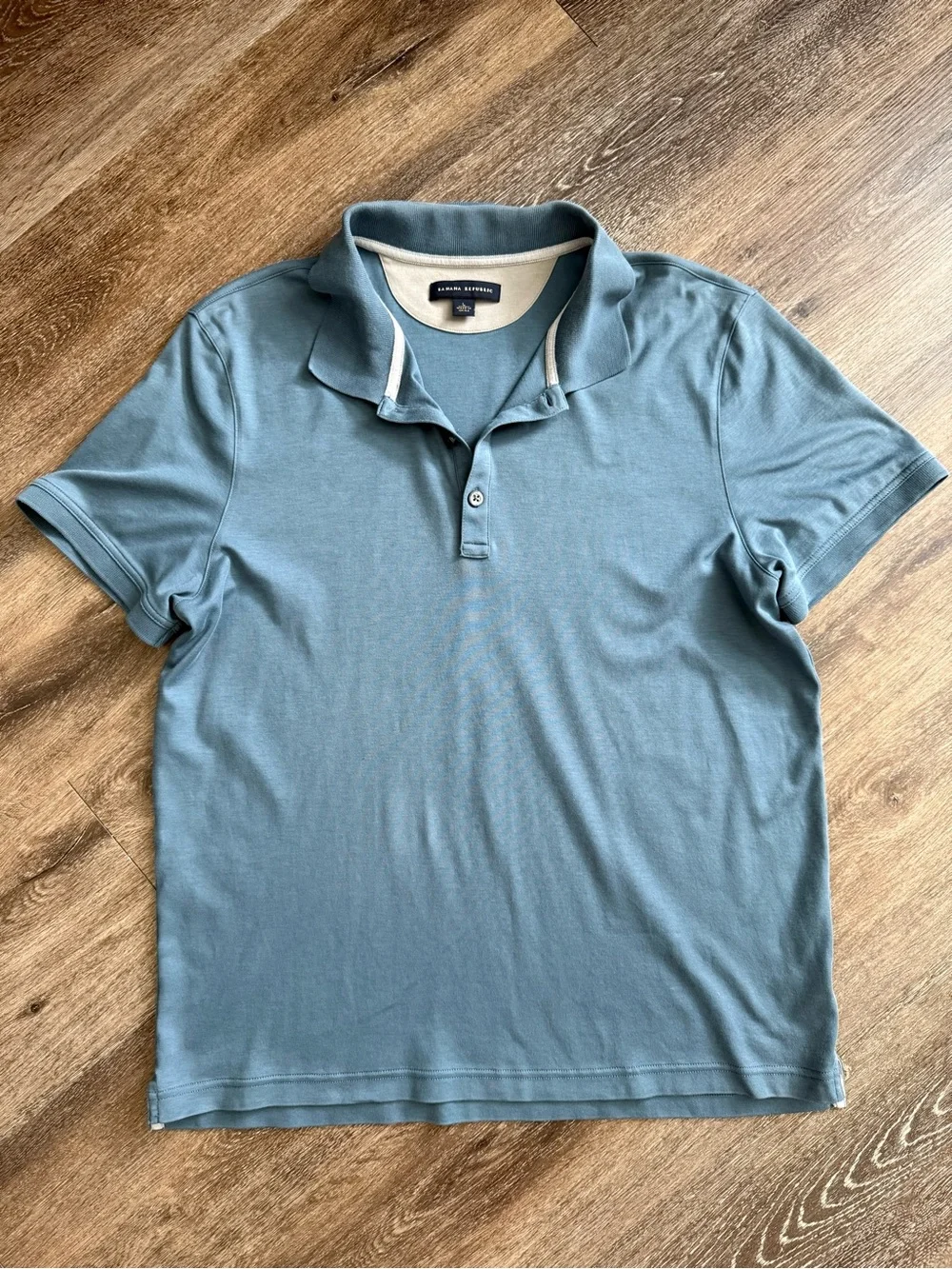Banana Republic Luxury Pima Cotton Dusty Blue Polo Shirt Size L (fits M)
